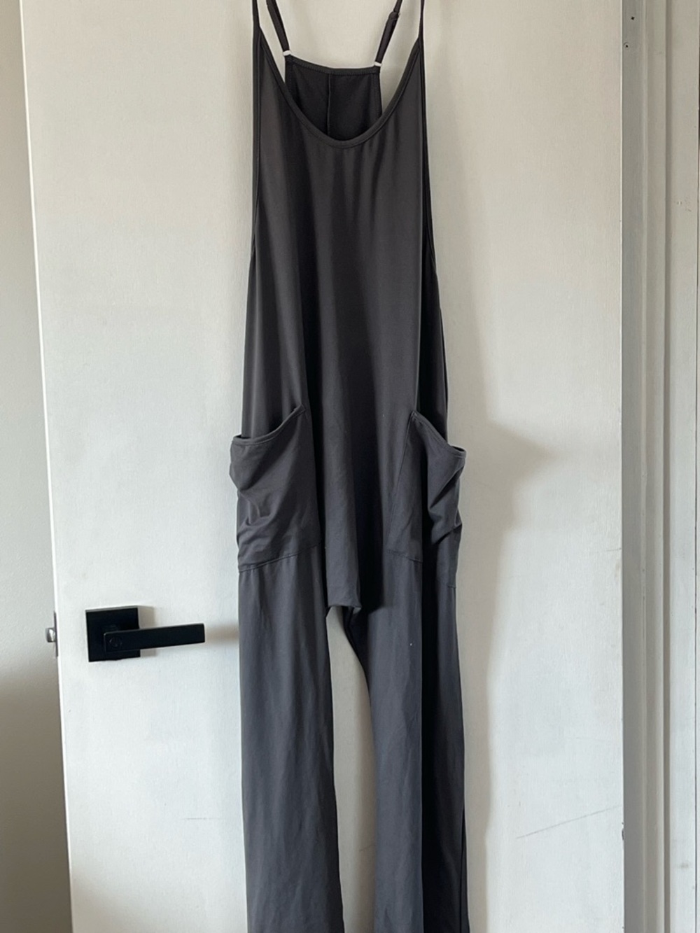 Women's Charcoal Sleeveless Wide-Leg Jumpsuit with Pockets